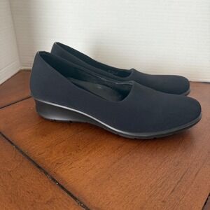 ECCO Black Fabric Wedge Heel Slip On Shoes Women EU 38 US 7